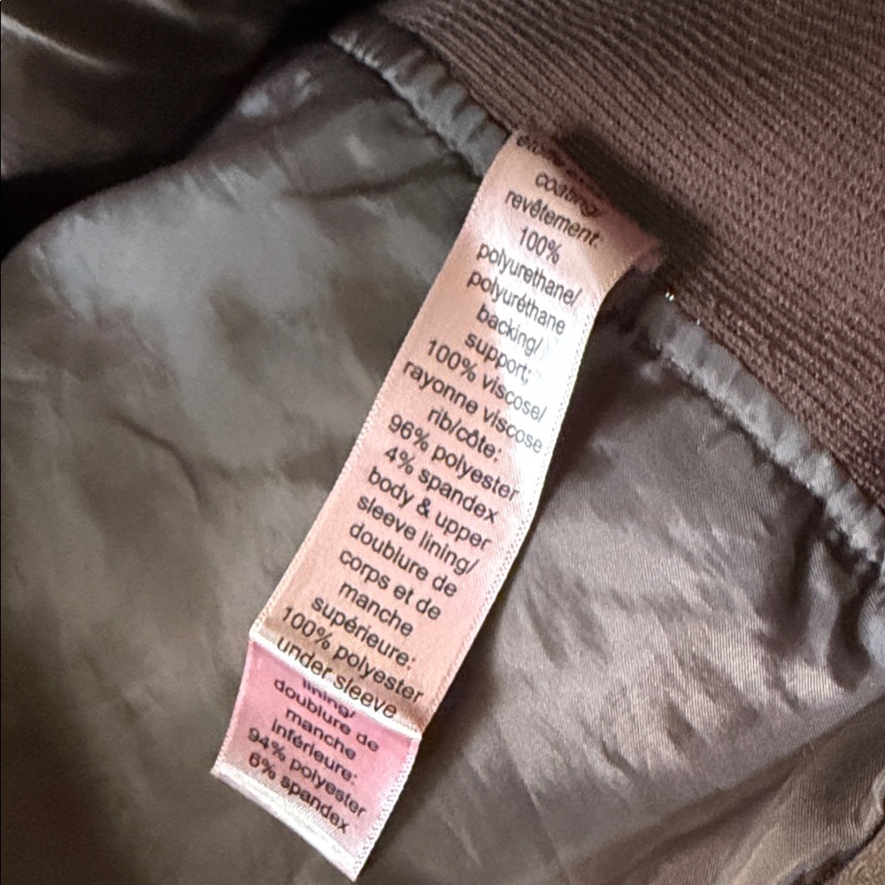 Maurices Vintage Vegan Faux Leather Knit Full Front Zip Jacket Moto Brown L - Picture 8 of 8